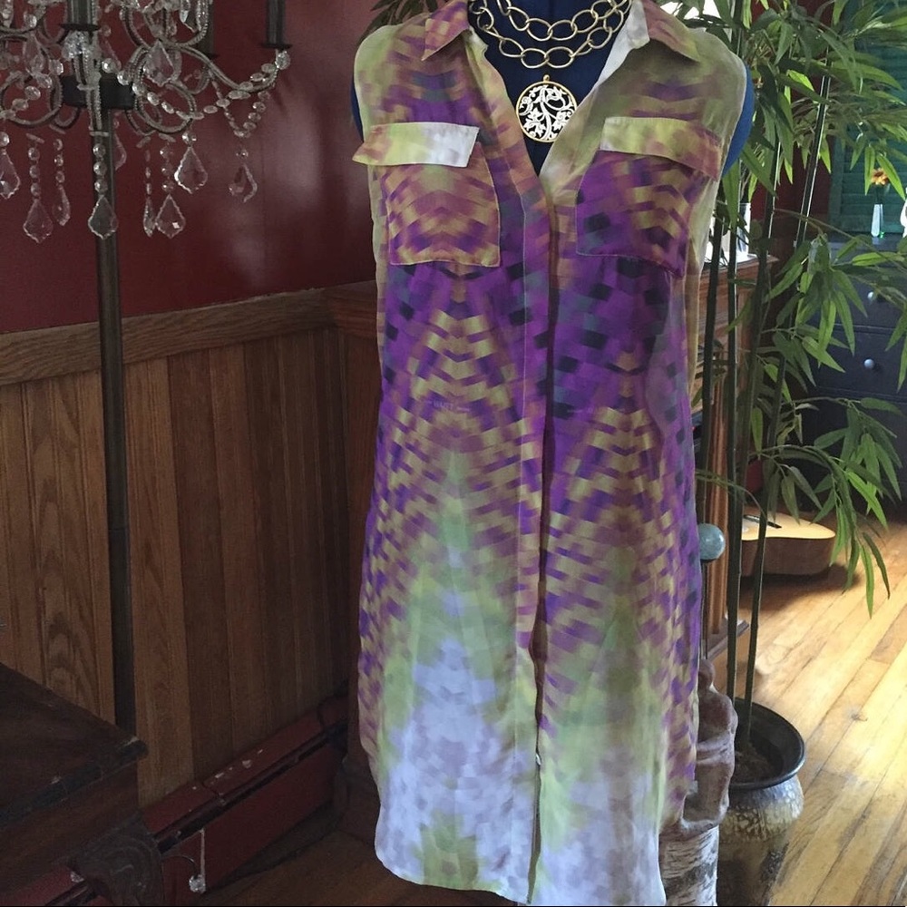 🌹BEAUTIFUL LONG SHEER BLOUSE TUNIC MINI  SIZE S